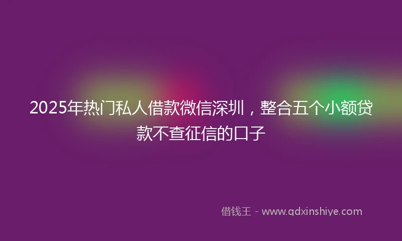2025年热门私人借款微信深圳，整合五个小额贷款不查征信的口子
