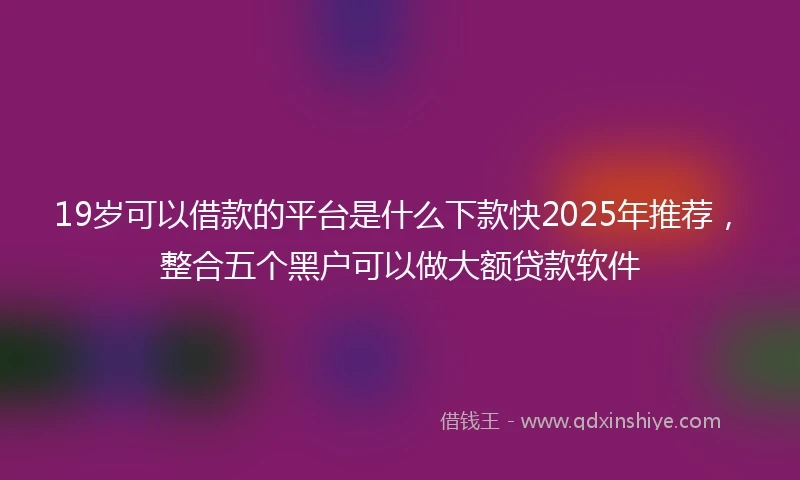 19岁可以借款的平台是什么下款快2025年推荐，整合五个黑户可以做大额贷款软件