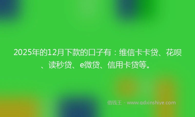2025年的12月下款的口子有：维信卡卡贷、花呗、读秒贷、e微贷、信用卡贷等。
