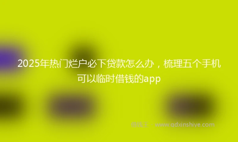 2025年热门烂户必下贷款怎么办，梳理五个手机可以临时借钱的app
