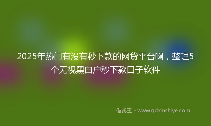 2025年热门有没有秒下款的网贷平台啊，整理5个无视黑白户秒下款口子软件