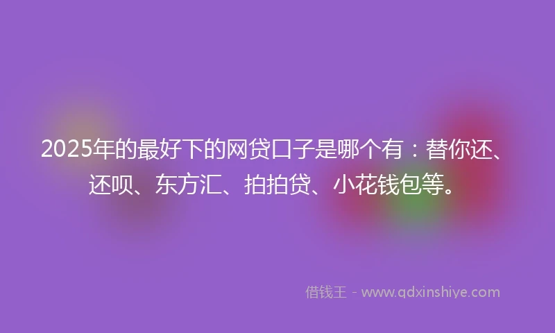 2025年的最好下的网贷口子是哪个有：替你还、还呗、东方汇、拍拍贷、小花钱包等。