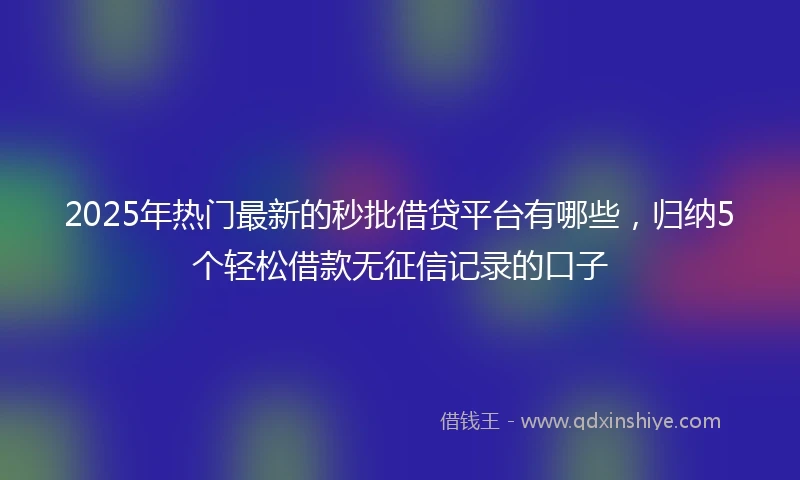 2025年热门最新的秒批借贷平台有哪些，归纳5个轻松借款无征信记录的口子