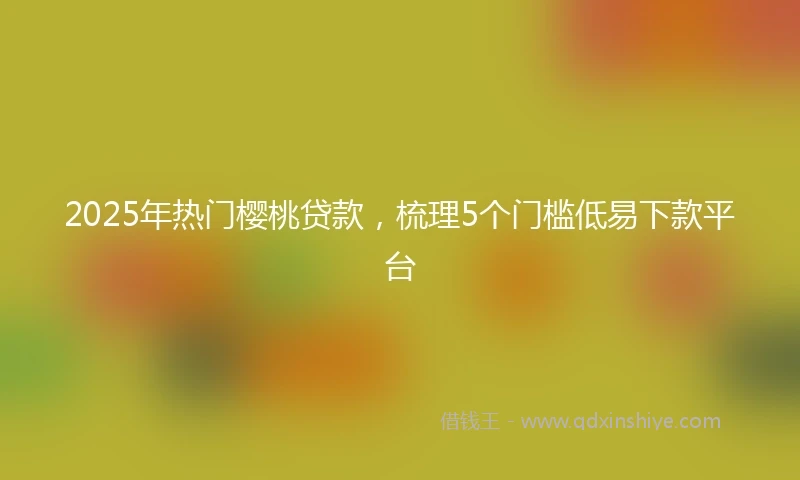 2025年热门樱桃贷款，梳理5个门槛低易下款平台
