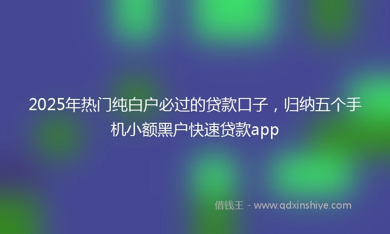 2025年热门纯白户必过的贷款口子，归纳五个手机小额黑户快速贷款app