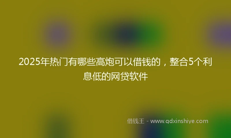 2025年热门有哪些高炮可以借钱的，整合5个利息低的网贷软件