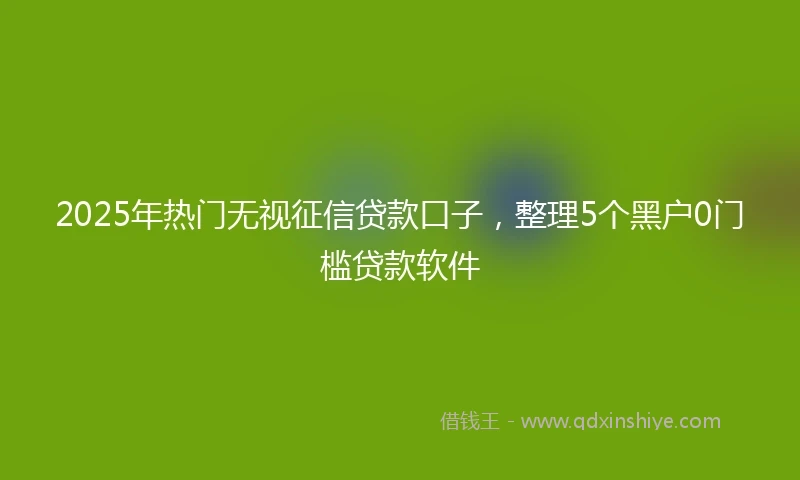 2025年热门无视征信贷款口子，整理5个黑户0门槛贷款软件