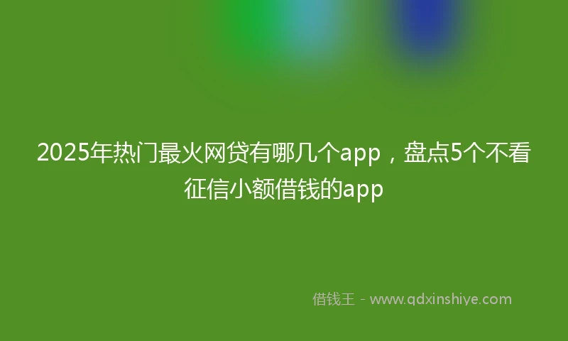 2025年热门最火网贷有哪几个app，盘点5个不看征信小额借钱的app