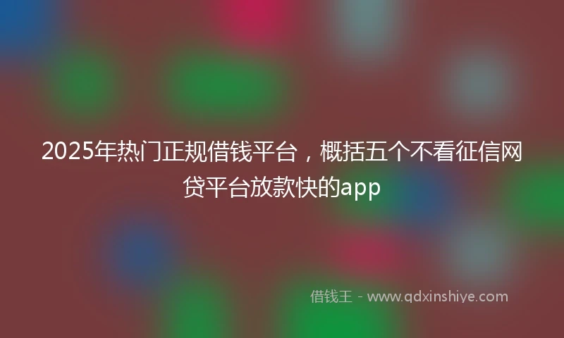 2025年热门正规借钱平台，概括五个不看征信网贷平台放款快的app