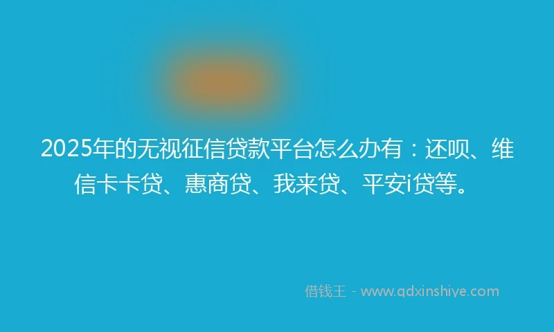2025年的无视征信贷款平台怎么办有：还呗、维信卡卡贷、惠商贷、我来贷、平安i贷等。