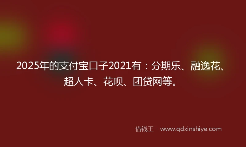 2025年的支付宝口子2021有：分期乐、融逸花、超人卡、花呗、团贷网等。