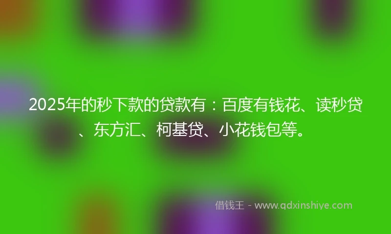 2025年的秒下款的贷款有：百度有钱花、读秒贷、东方汇、柯基贷、小花钱包等。