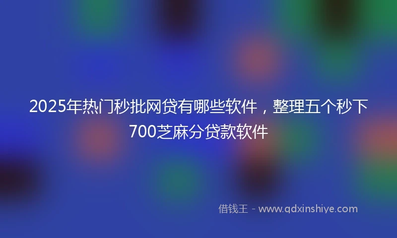 2025年热门秒批网贷有哪些软件，整理五个秒下700芝麻分贷款软件