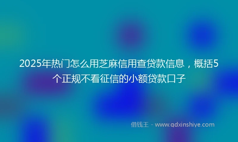 2025年热门怎么用芝麻信用查贷款信息，概括5个正规不看征信的小额贷款口子