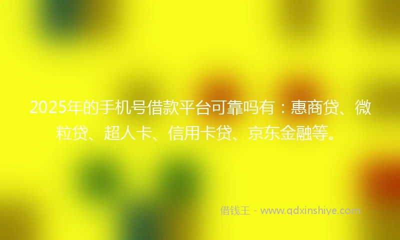 2025年的手机号借款平台可靠吗有：惠商贷、微粒贷、超人卡、信用卡贷、京东金融等。
