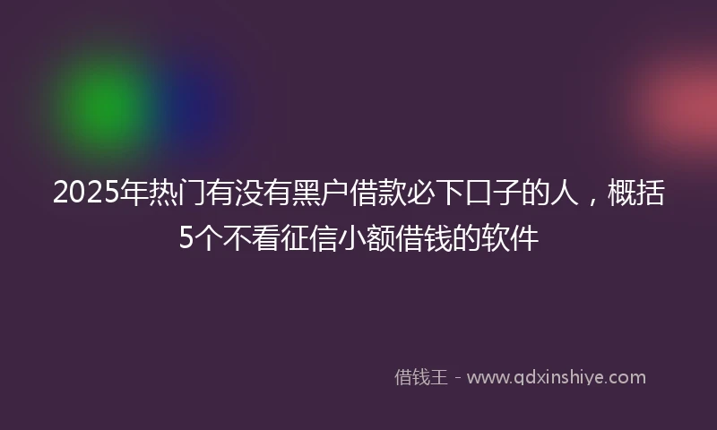 2025年热门有没有黑户借款必下口子的人，概括5个不看征信小额借钱的软件