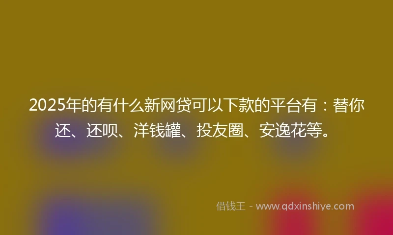 2025年的有什么新网贷可以下款的平台有：替你还、还呗、洋钱罐、投友圈、安逸花等。