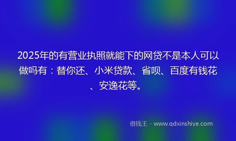 2025年的有营业执照就能下的网贷不是本人可以做吗有：替你还、小米贷款、省呗、百度有钱花、安逸花等。