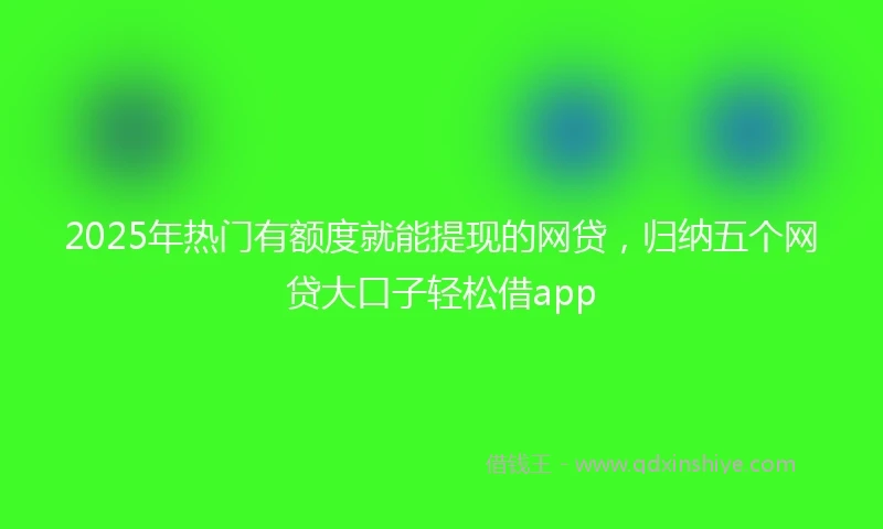 2025年热门有额度就能提现的网贷，归纳五个网贷大口子轻松借app