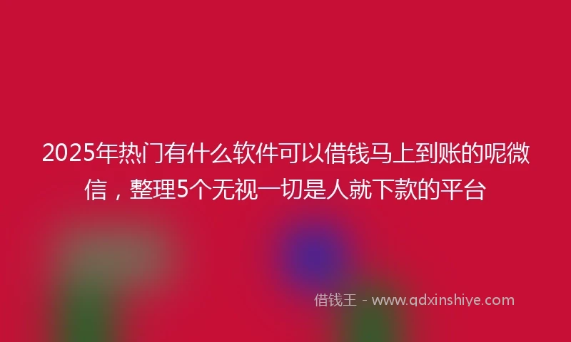 2025年热门有什么软件可以借钱马上到账的呢微信，整理5个无视一切是人就下款的平台