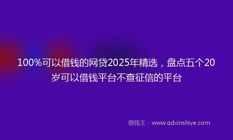 100%可以借钱的网贷2025年精选，盘点五个20岁可以借钱平台不查征信的平台