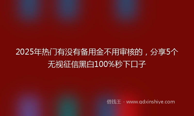 2025年热门有没有备用金不用审核的，分享5个无视征信黑白100%秒下口子