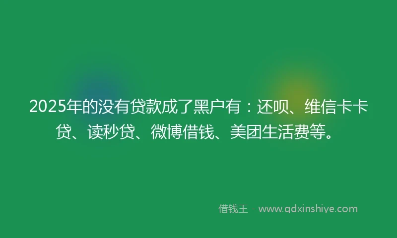 2025年的没有贷款成了黑户有：还呗、维信卡卡贷、读秒贷、微博借钱、美团生活费等。