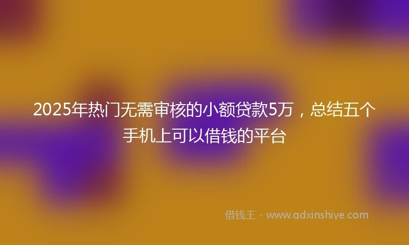2025年热门无需审核的小额贷款5万，总结五个手机上可以借钱的平台