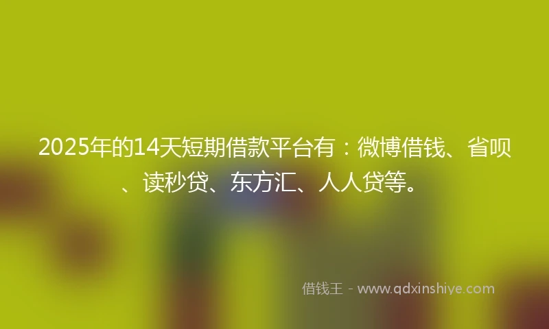 2025年的14天短期借款平台有：微博借钱、省呗、读秒贷、东方汇、人人贷等。
