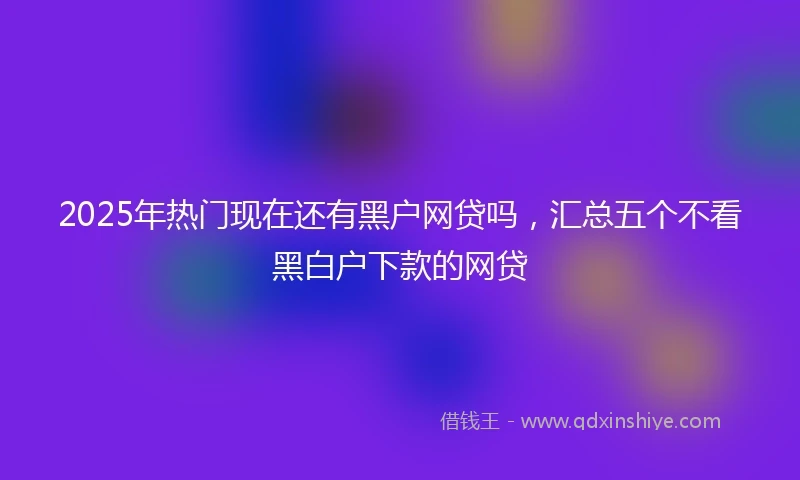 2025年热门现在还有黑户网贷吗，汇总五个不看黑白户下款的网贷