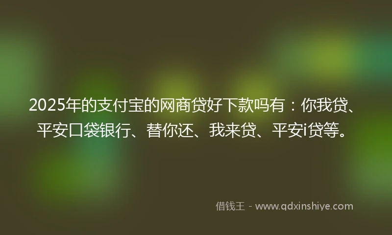 2025年的支付宝的网商贷好下款吗有：你我贷、平安口袋银行、替你还、我来贷、平安i贷等。