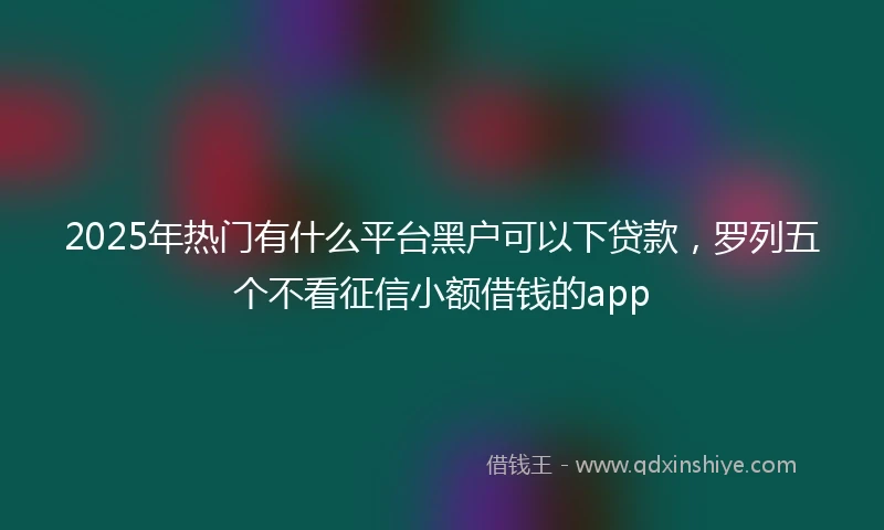 2025年热门有什么平台黑户可以下贷款，罗列五个不看征信小额借钱的app