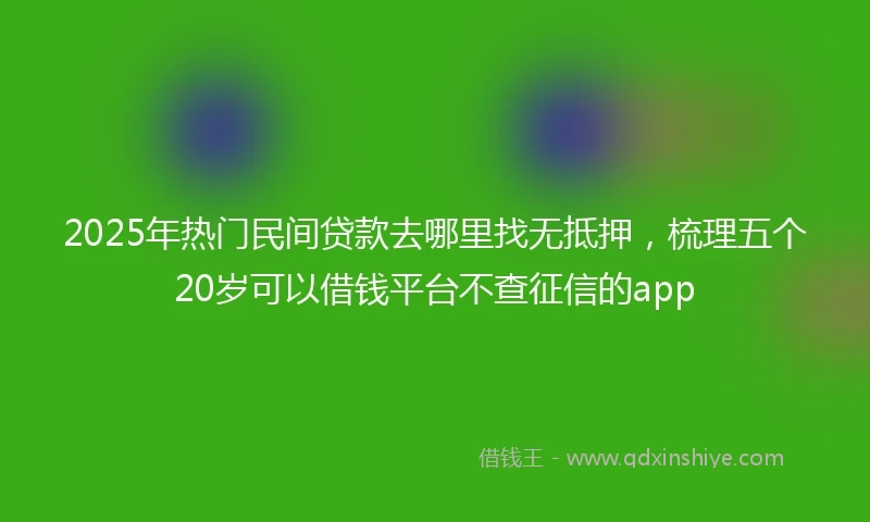 2025年热门民间贷款去哪里找无抵押，梳理五个20岁可以借钱平台不查征信的app