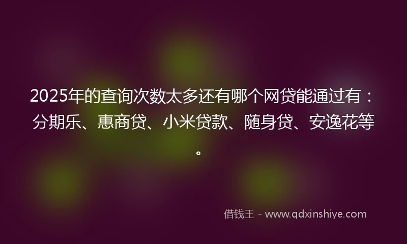 2025年的查询次数太多还有哪个网贷能通过有：分期乐、惠商贷、小米贷款、随身贷、安逸花等。
