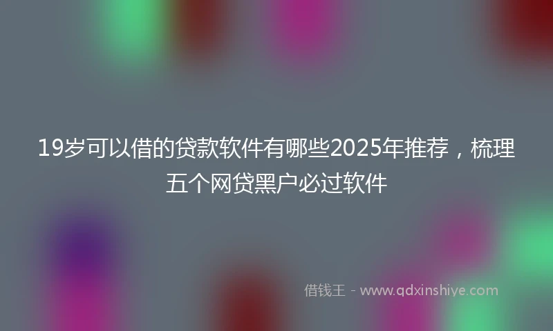 19岁可以借的贷款软件有哪些2025年推荐，梳理五个网贷黑户必过软件
