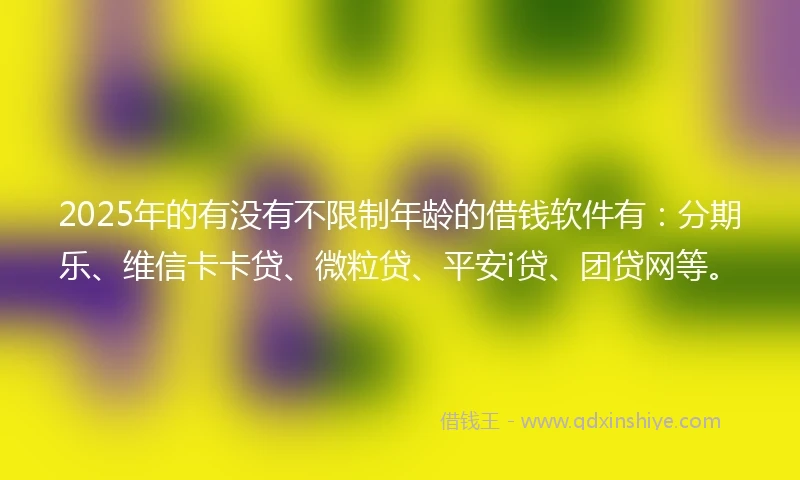 2025年的有没有不限制年龄的借钱软件有：分期乐、维信卡卡贷、微粒贷、平安i贷、团贷网等。