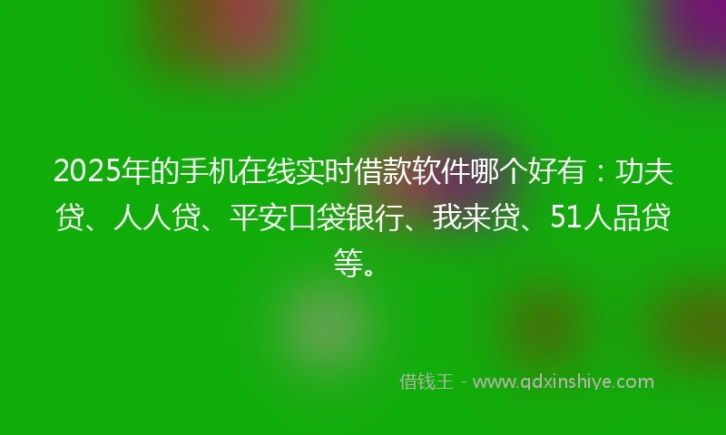 2025年的手机在线实时借款软件哪个好有：功夫贷、人人贷、平安口袋银行、我来贷、51人品贷等。