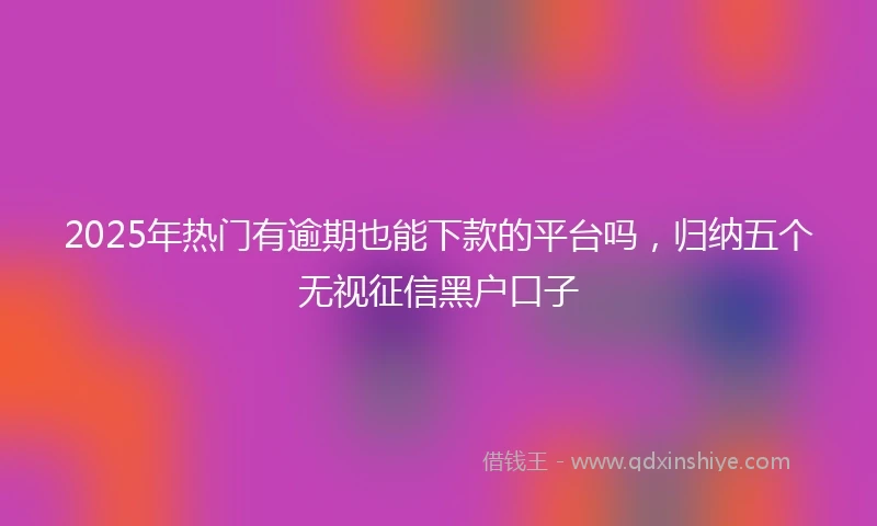 2025年热门有逾期也能下款的平台吗，归纳五个无视征信黑户口子