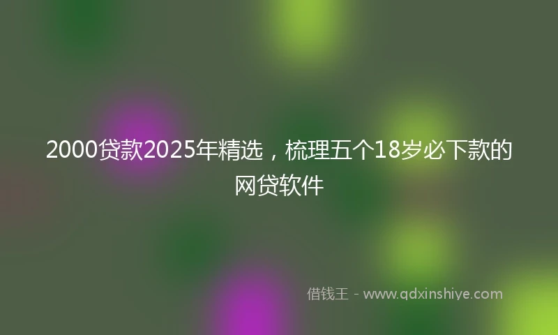 2000贷款2025年精选，梳理五个18岁必下款的网贷软件