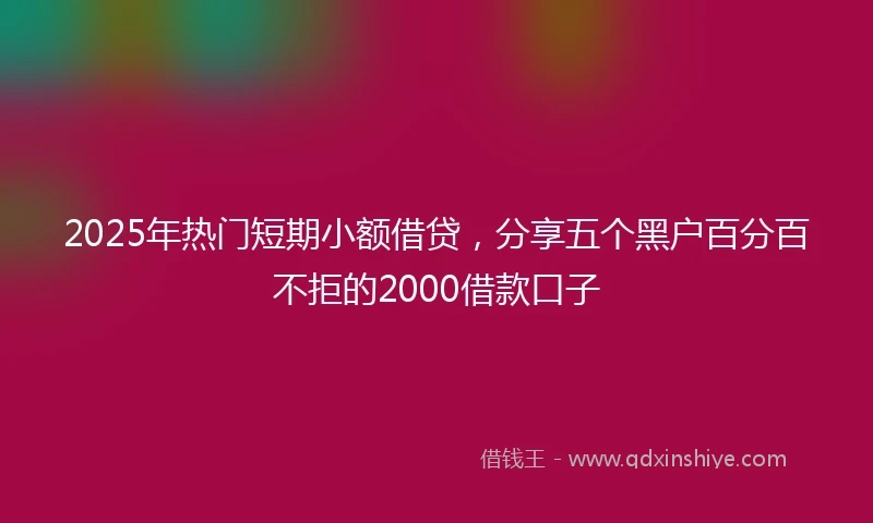 2025年热门短期小额借贷，分享五个黑户百分百不拒的2000借款口子