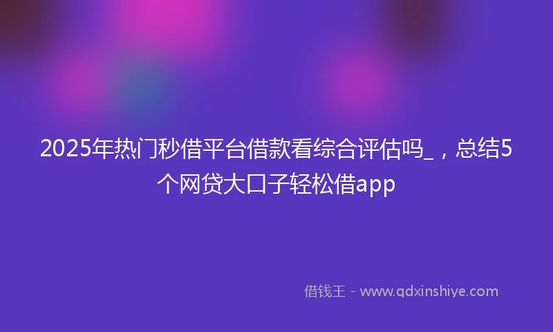 2025年热门秒借平台借款看综合评估吗_，总结5个网贷大口子轻松借app