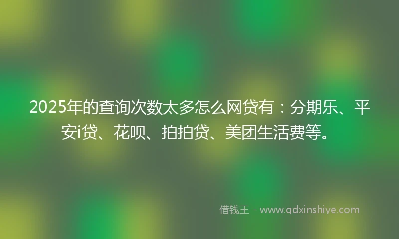 2025年的查询次数太多怎么网贷有：分期乐、平安i贷、花呗、拍拍贷、美团生活费等。