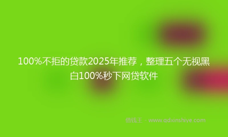 100%不拒的贷款2025年推荐，整理五个无视黑白100%秒下网贷软件
