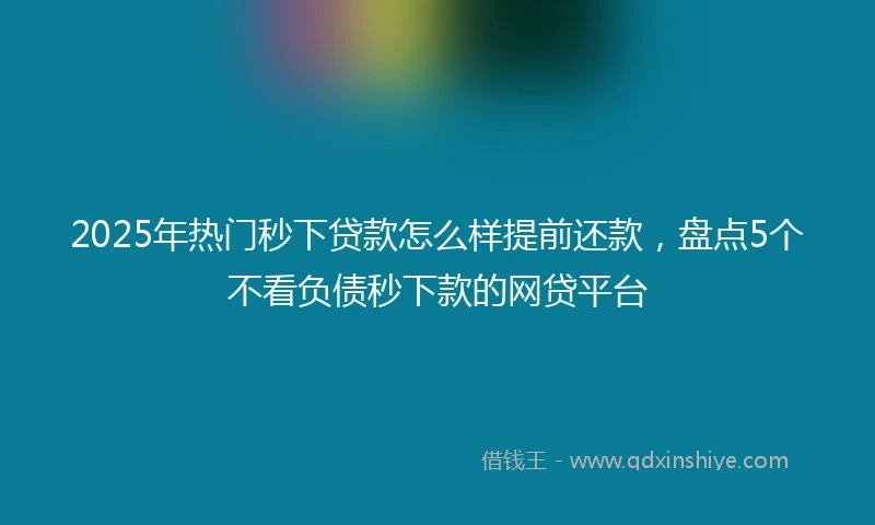 2025年热门秒下贷款怎么样提前还款，盘点5个不看负债秒下款的网贷平台