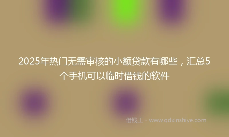 2025年热门无需审核的小额贷款有哪些，汇总5个手机可以临时借钱的软件