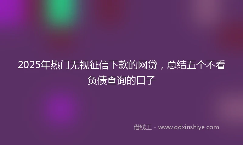 2025年热门无视征信下款的网贷，总结五个不看负债查询的口子