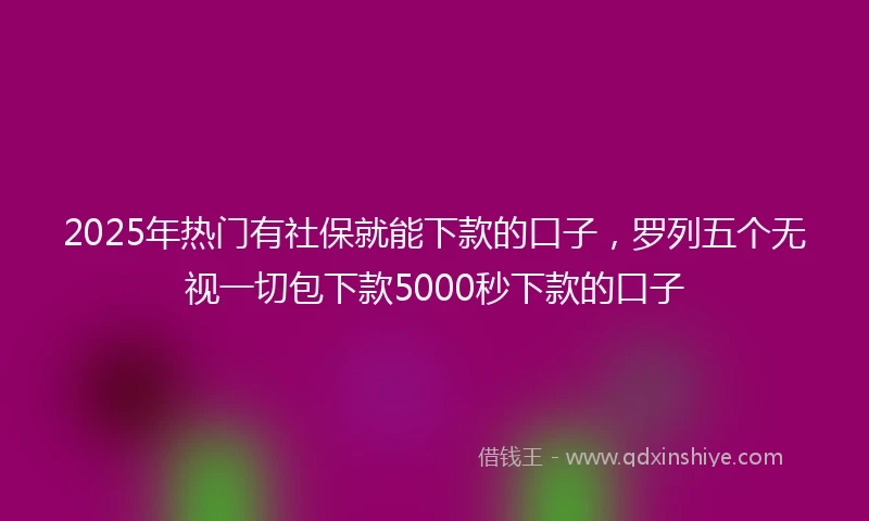 2025年热门有社保就能下款的口子，罗列五个无视一切包下款5000秒下款的口子