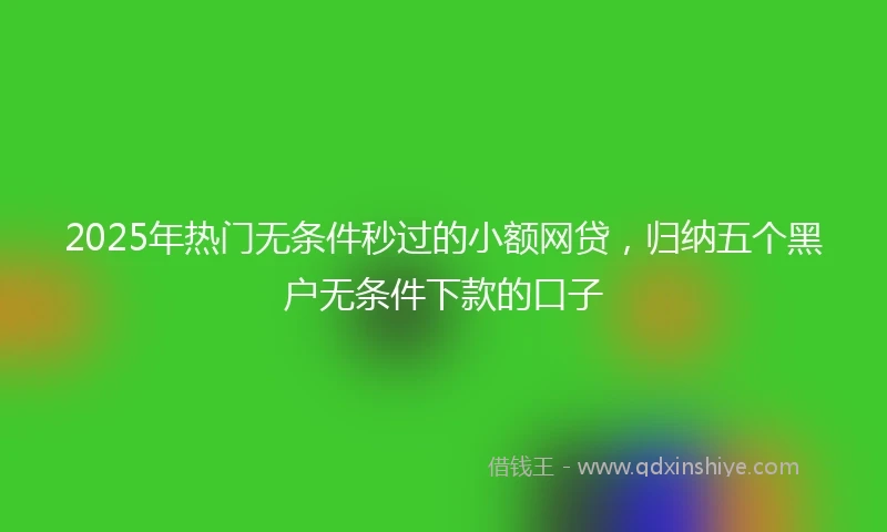 2025年热门无条件秒过的小额网贷，归纳五个黑户无条件下款的口子