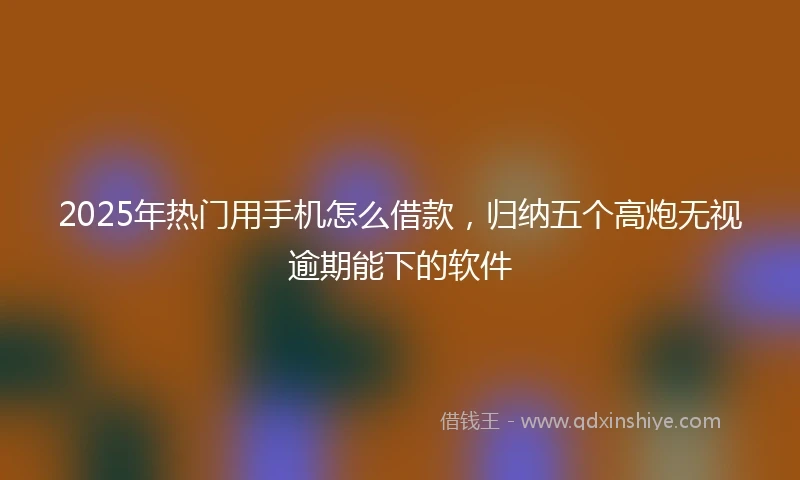 2025年热门用手机怎么借款，归纳五个高炮无视逾期能下的软件