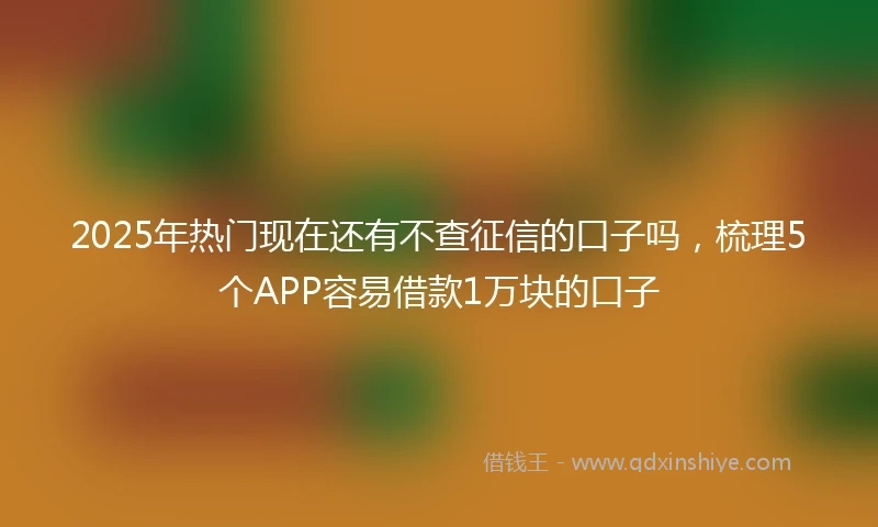 2025年热门现在还有不查征信的口子吗，梳理5个APP容易借款1万块的口子